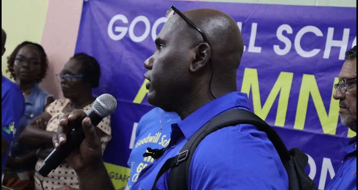 Volunteer speaking at foundation event