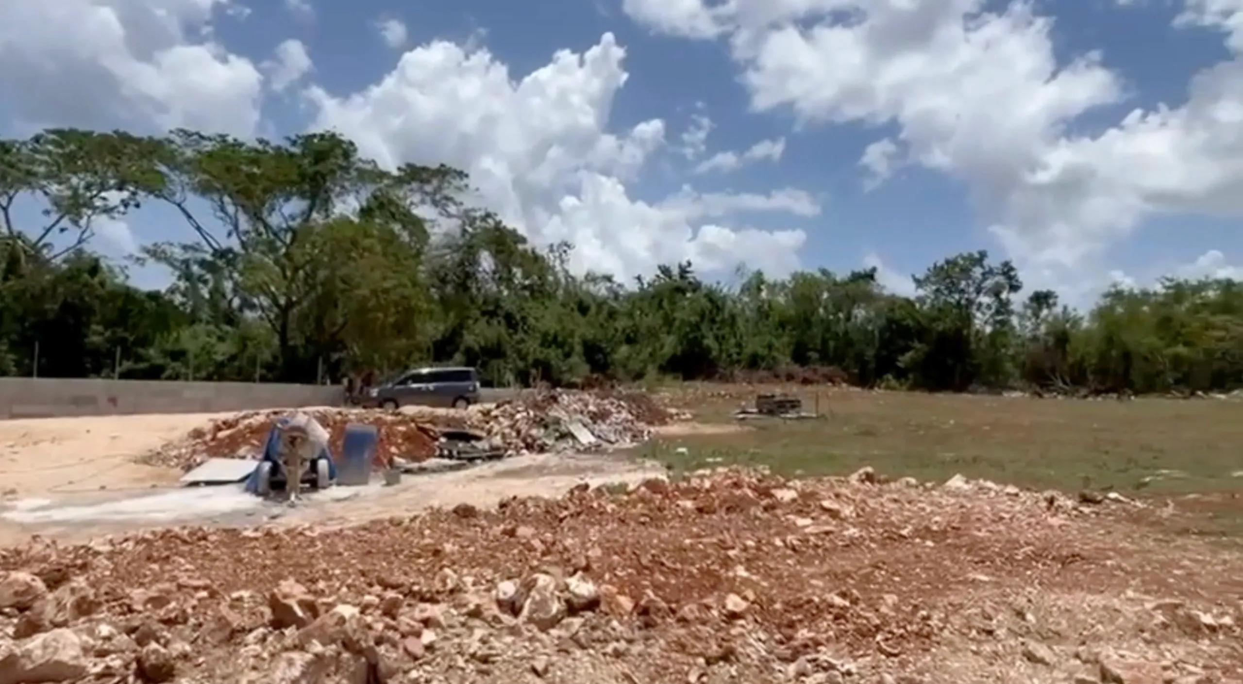 Site clearing and early groundwork for the playing field
